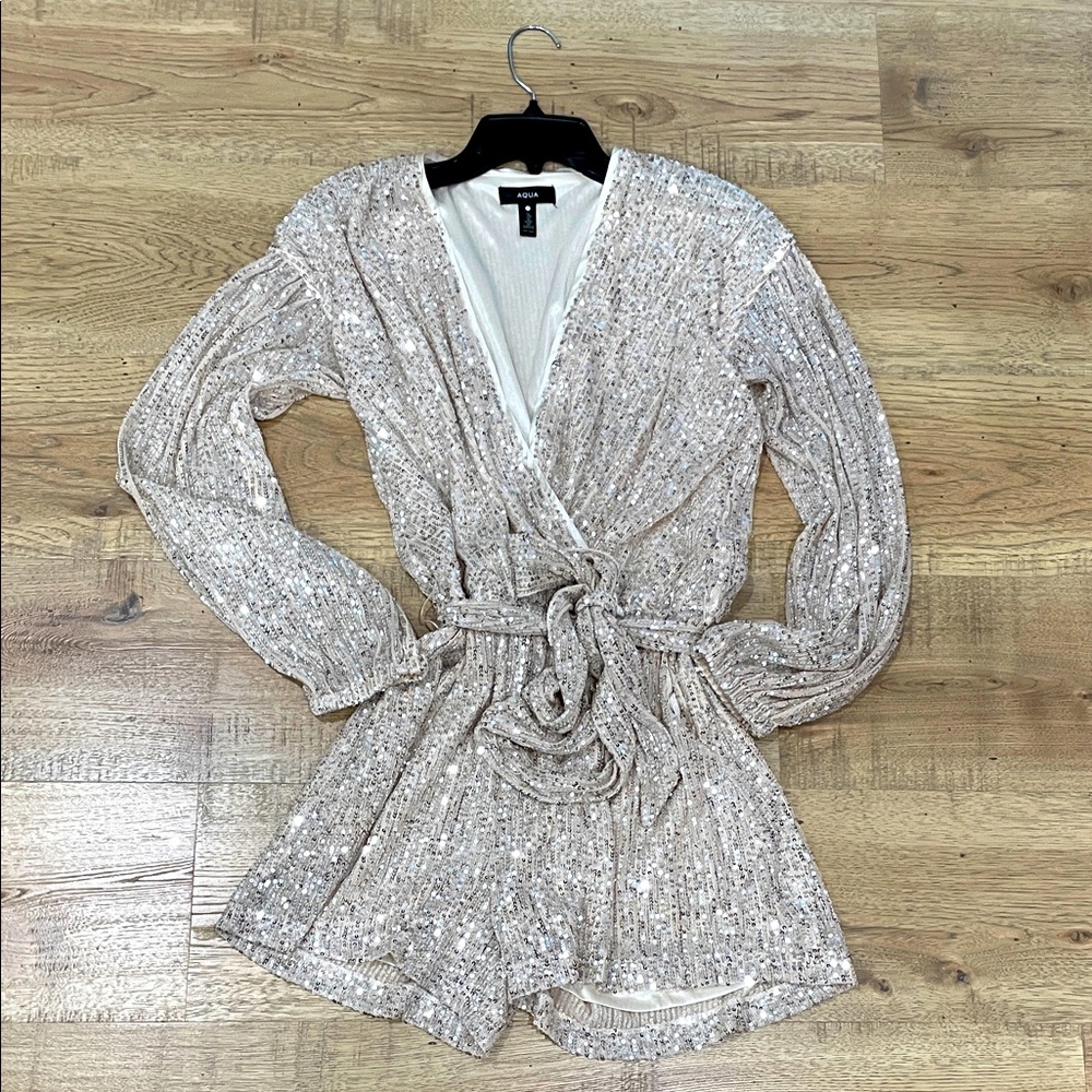 Aqua Shimmering Sequin Romper | Size Small